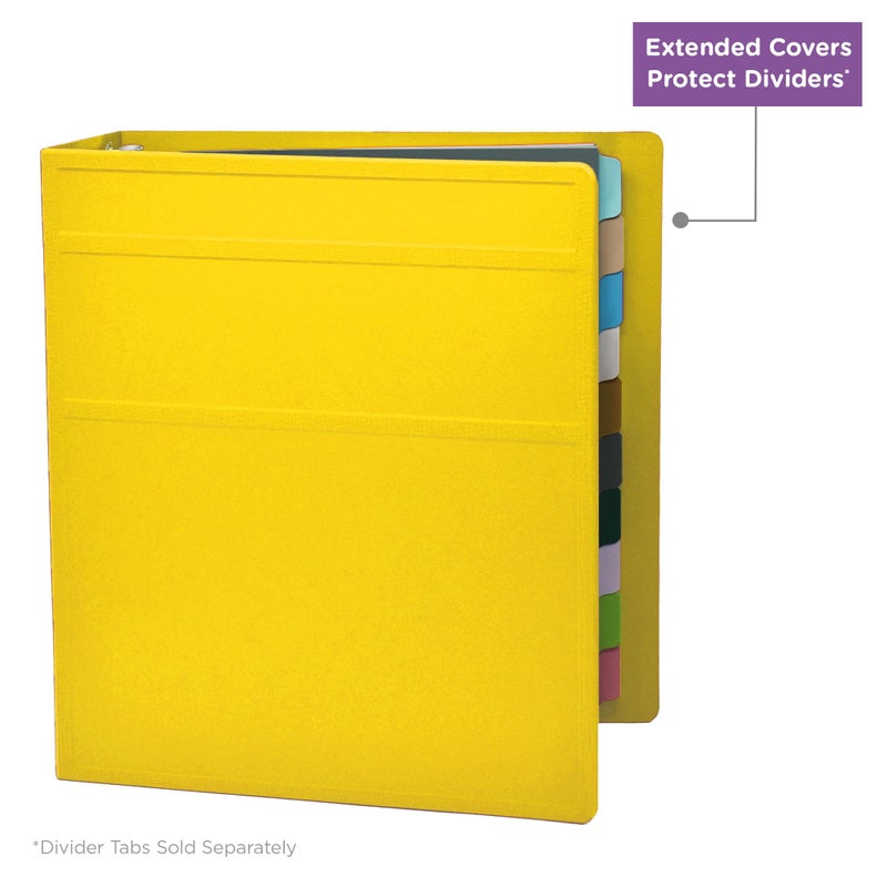 Carstens 3-Inch Heavy Duty 3-Ring Binder - Side Opening, Yellow, Durable Plastic, Precision No-Gap Rings, Waterproof Cover, No Pockets, Holds 400 US Letter Sheets, BPA-Free, Made in USA (1709-3R) - Image 5